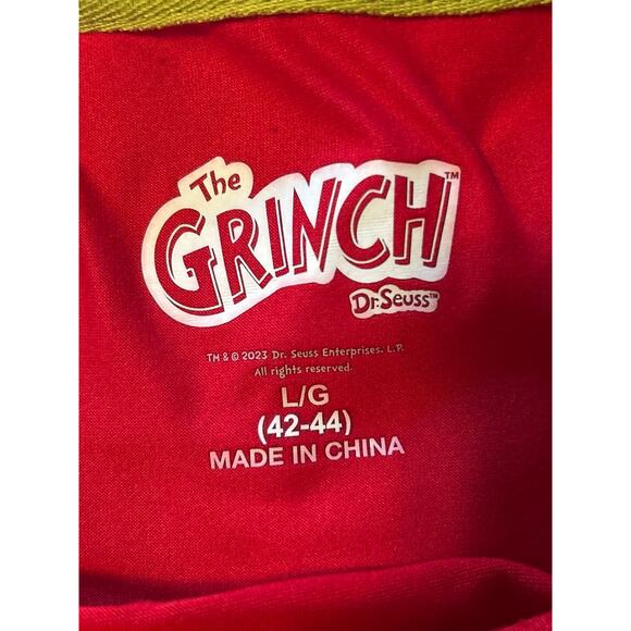 VGUC The Grinch Red Pajama Set Christmas Dr. Seuss Top L(42-44) Bottoms L(35-38) - Picture 3 of 6